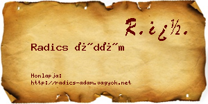 Radics Ádám névjegykártya